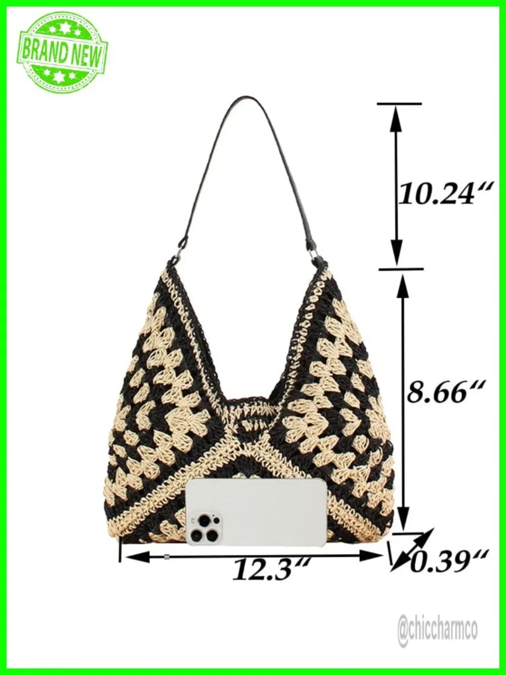 Straw Hobo Bag Woven Raffia Summer Tote with Lining Shoulder Bag